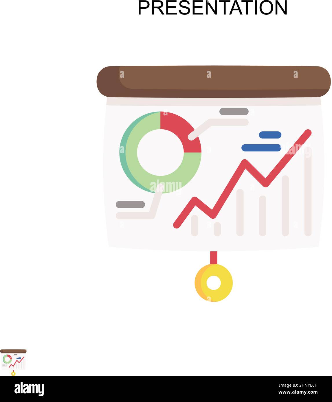 Icona vettore semplice di presentazione. Modello di disegno del simbolo di illustrazione per l'elemento dell'interfaccia utente mobile Web. Illustrazione Vettoriale