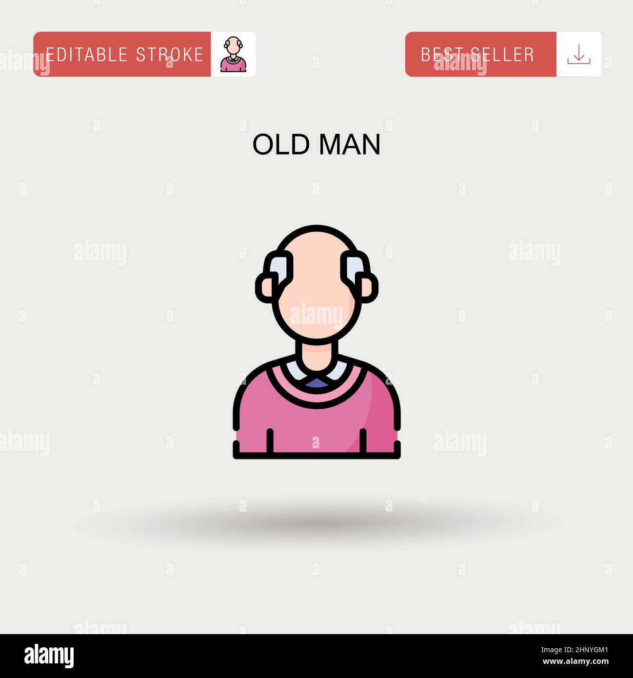 Vecchio uomo semplice vettore icona. Illustrazione Vettoriale