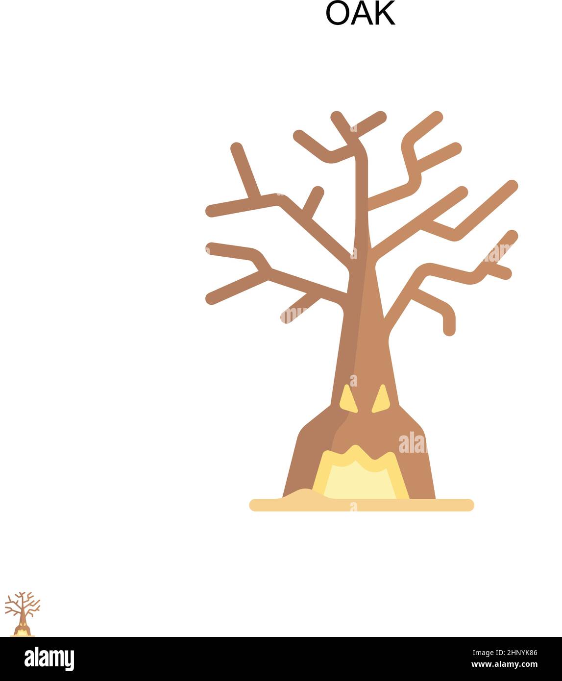 Icona vettore semplice Oak. Modello di disegno del simbolo di illustrazione per l'elemento dell'interfaccia utente mobile Web. Illustrazione Vettoriale