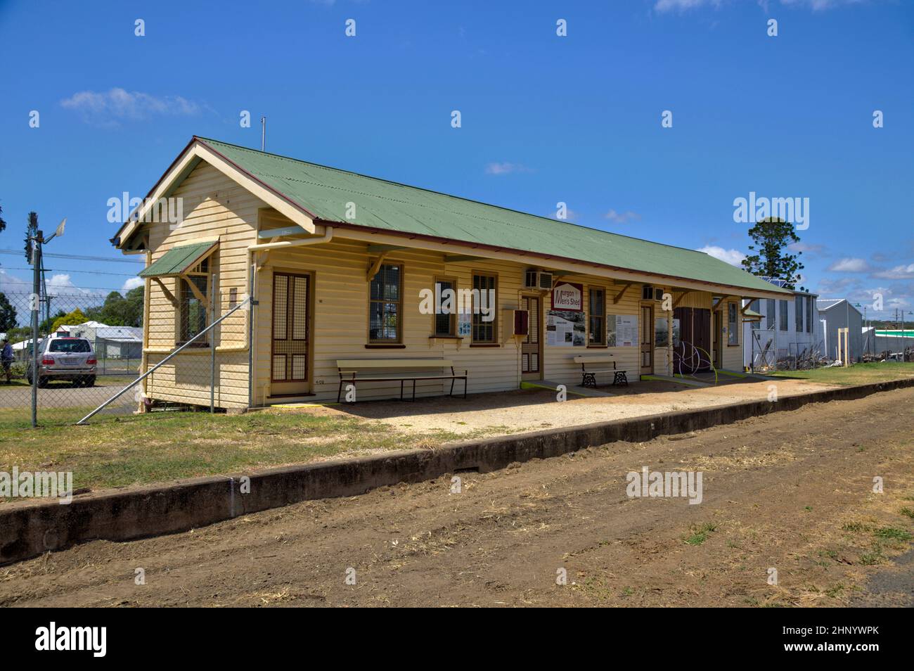 Ex stazione ferroviaria ora un uomo Shed Murgon Queensland Australia Foto Stock
