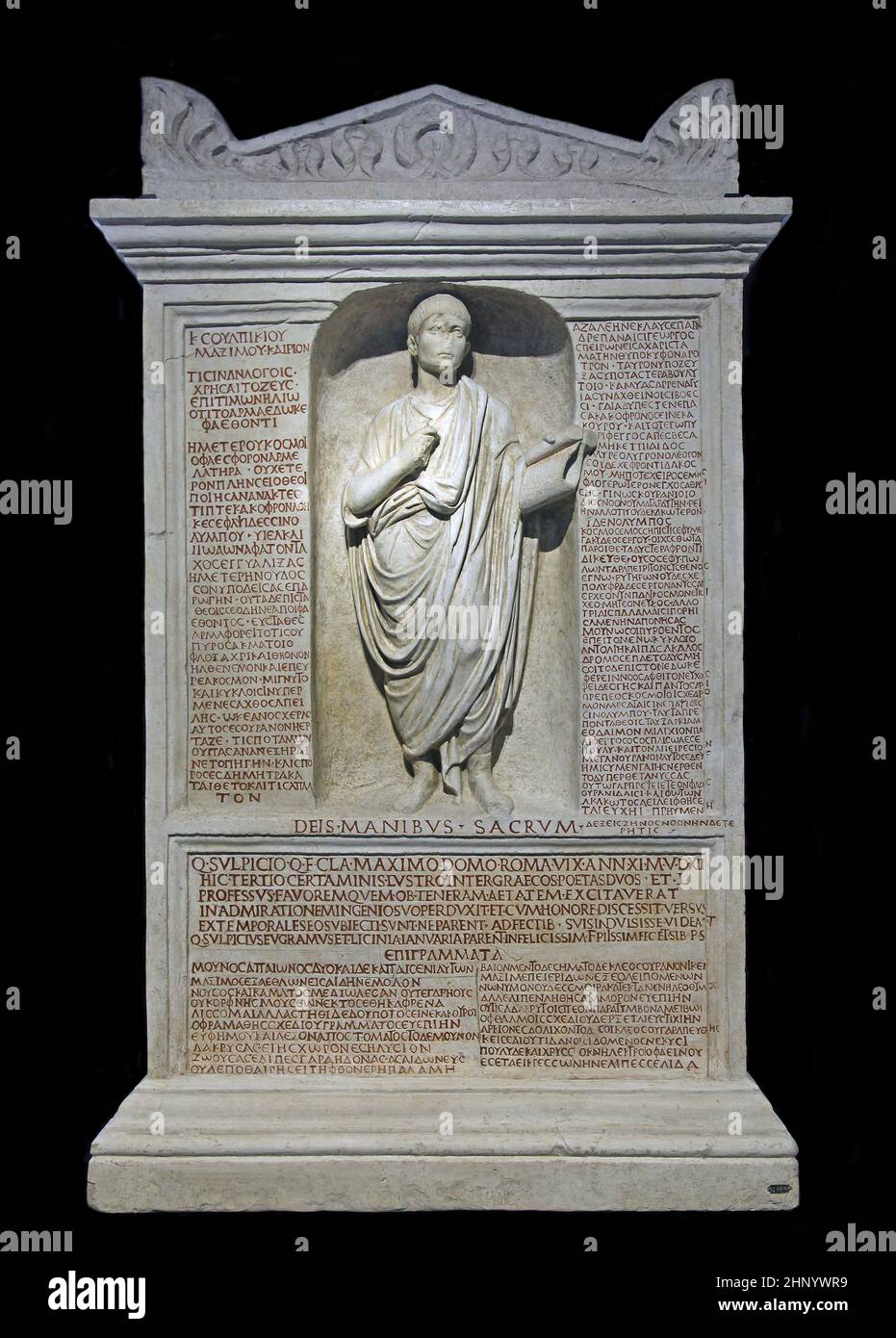 Monumento funerario a Quintus Sulpicius Maximus.96 d.C. Foto Stock