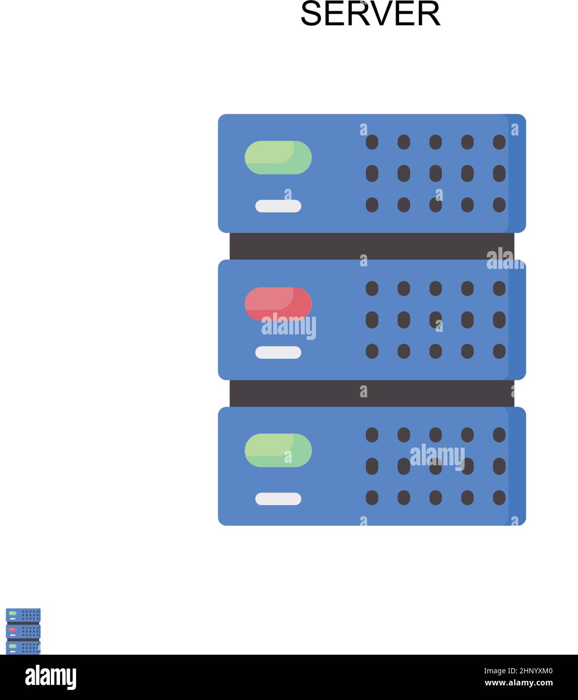 Icona vettore semplice server. Modello di disegno del simbolo di illustrazione per l'elemento dell'interfaccia utente mobile Web. Illustrazione Vettoriale