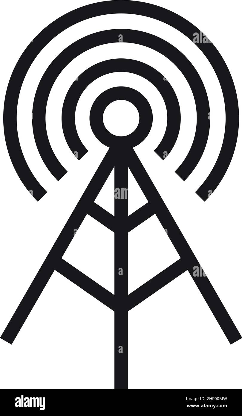 Icona della torre di segnalazione. Simbolo di comunicazione wireless. Stazione di trasmissione cellulare Illustrazione Vettoriale