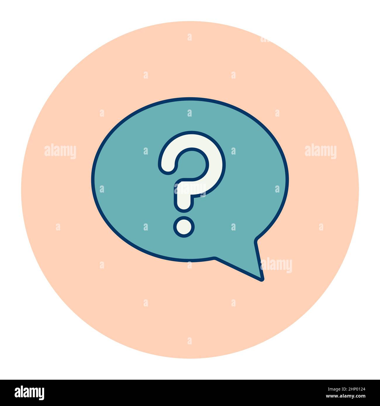 Fumetto vocale con icona con punto interrogativo isolato. Cartello e-commerce. Simbolo grafico per la progettazione del sito Web, il logo, l'app, l'interfaccia utente. Illustrazione vettoriale, EPS10. Foto Stock