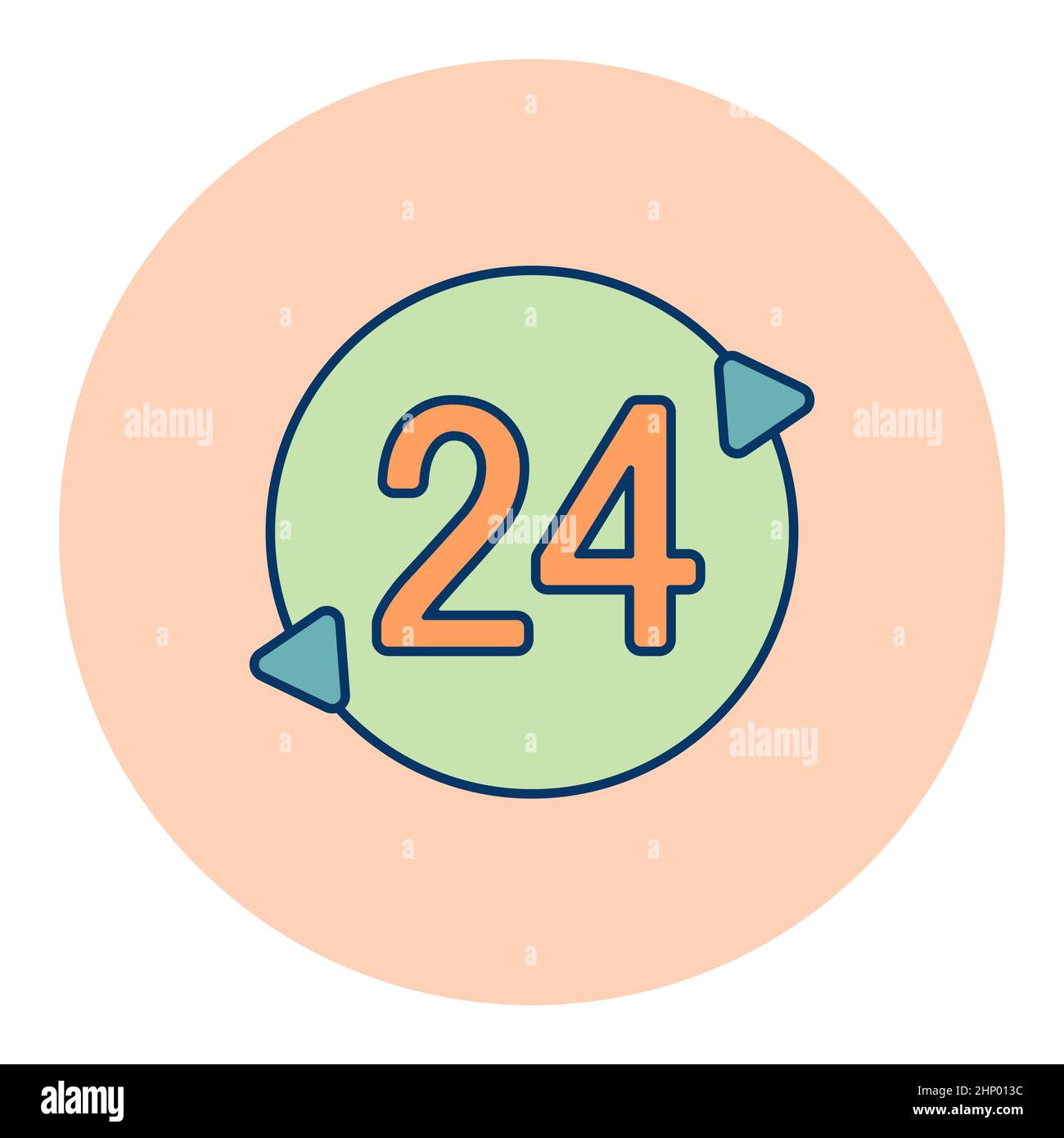 Manutenzione ventiquattro ore icona isolato vettore. Cartello e-commerce. Simbolo grafico per la progettazione del sito Web, il logo, l'app, l'interfaccia utente Foto Stock