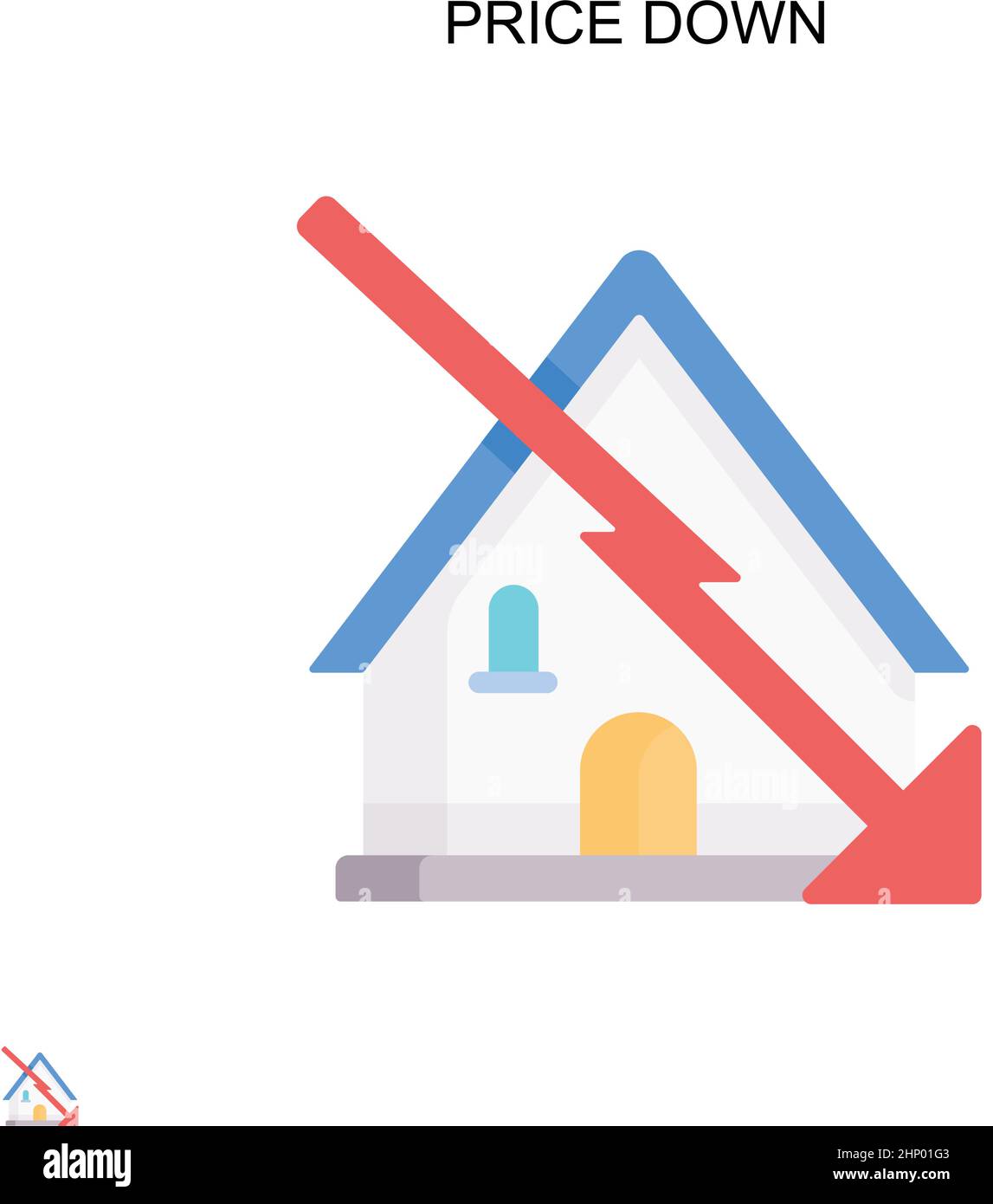 Icona vettore semplice Price Down. Modello di disegno del simbolo di illustrazione per l'elemento dell'interfaccia utente mobile Web. Illustrazione Vettoriale
