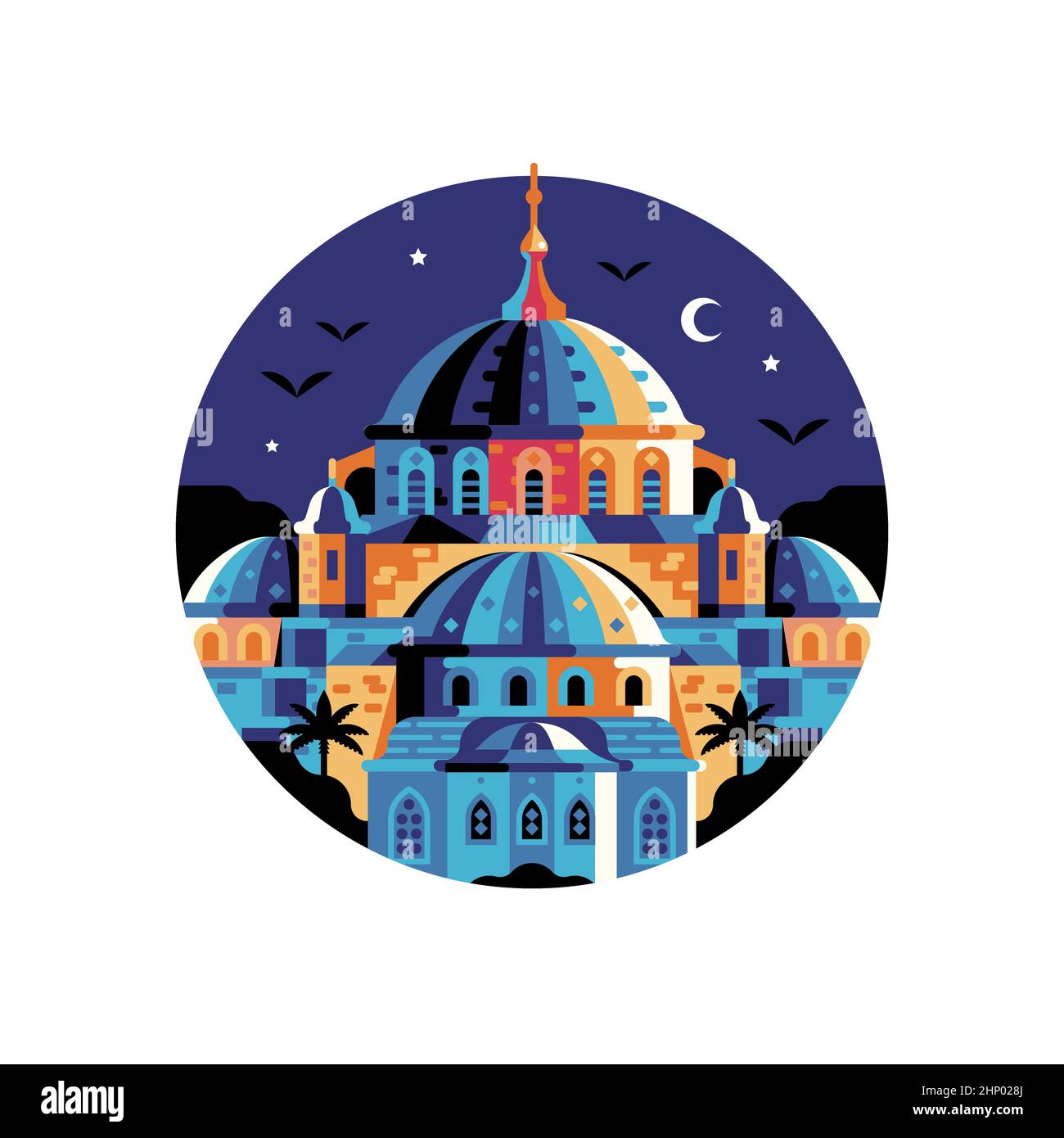 Icona del cerchio della Moschea Blu di Istanbul Sultanahmet Illustrazione Vettoriale