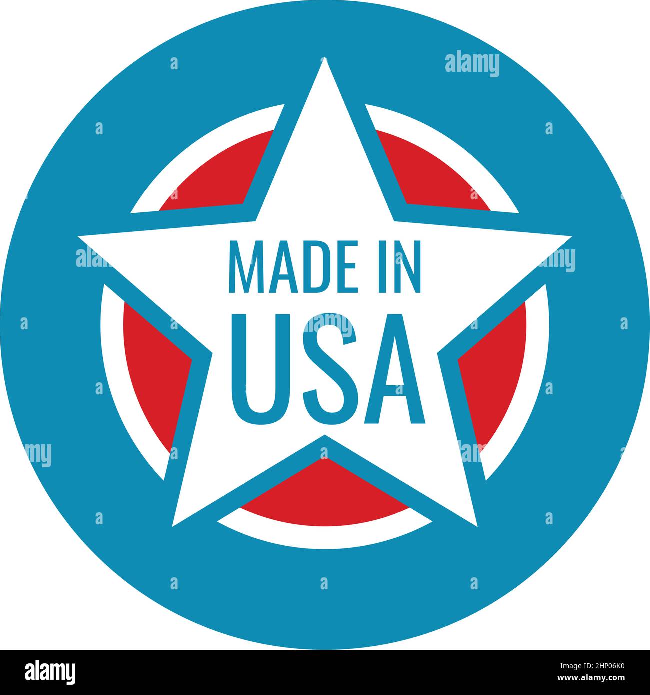 Made in USA sign. Etichetta rotonda con stella in stile retrò Illustrazione Vettoriale