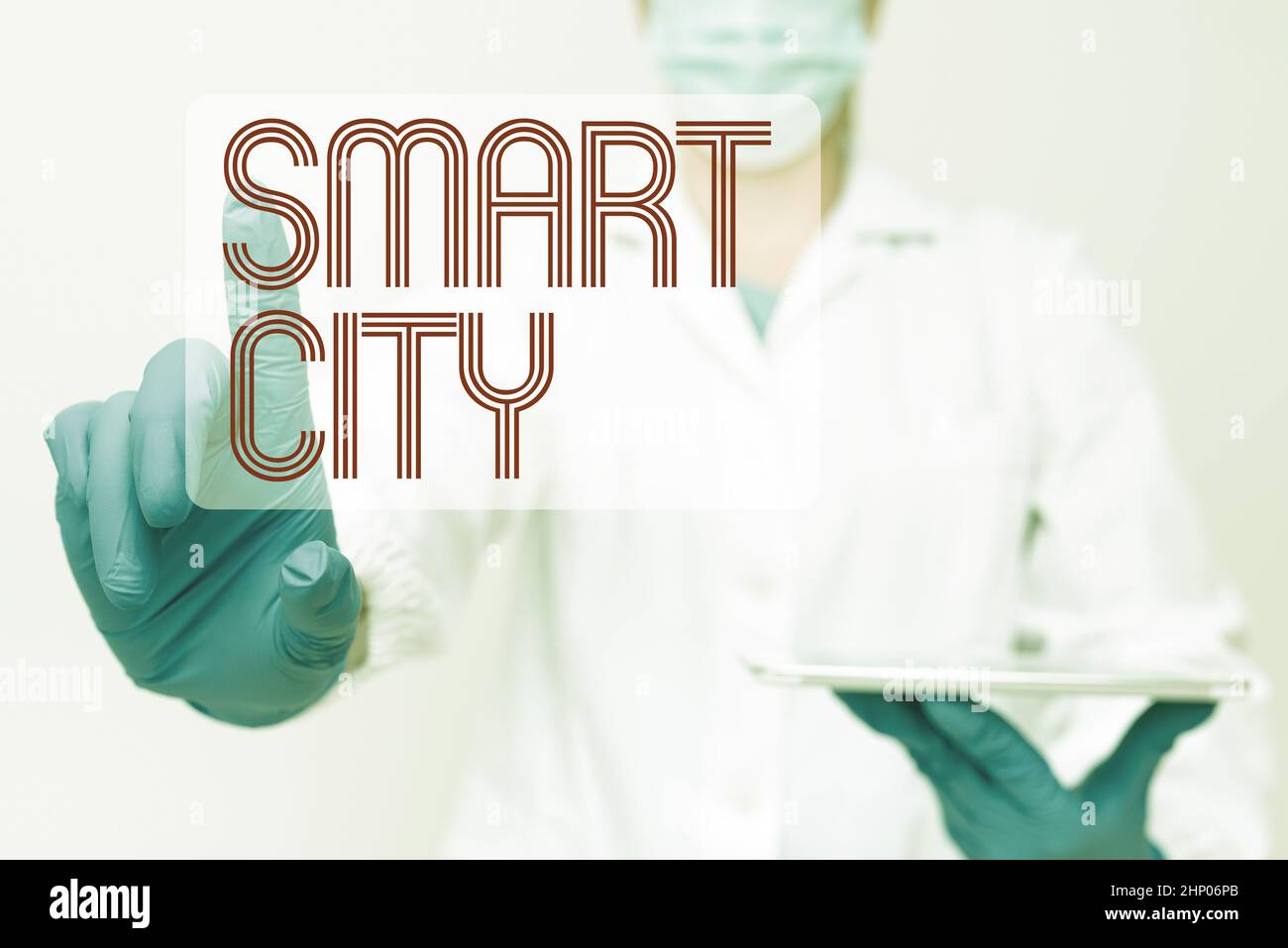 Cartello di testo che mostra Smart City, Business idea Urban area che utilizza diversi Internet delle cose elettronica che dimostra la Tecologia Medica presentare NE Foto Stock