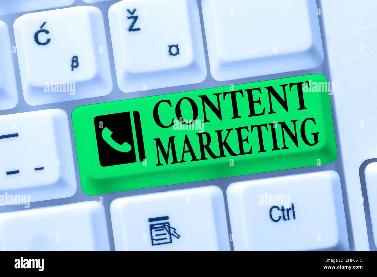 Scrittura visualizzazione di testo Content Marketing, Business Approach implica la creazione e la condivisione di materiale online creazione di un nuovo programma di elaborazione testi, Fi Foto Stock