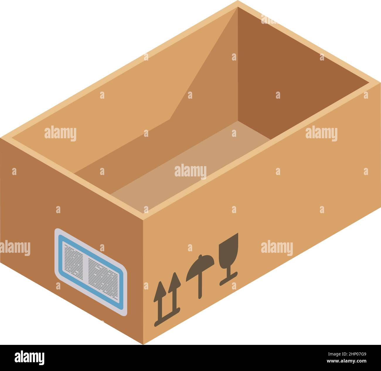 Scatola di cartone vuota. Icona marrone della confezione di carta Illustrazione Vettoriale