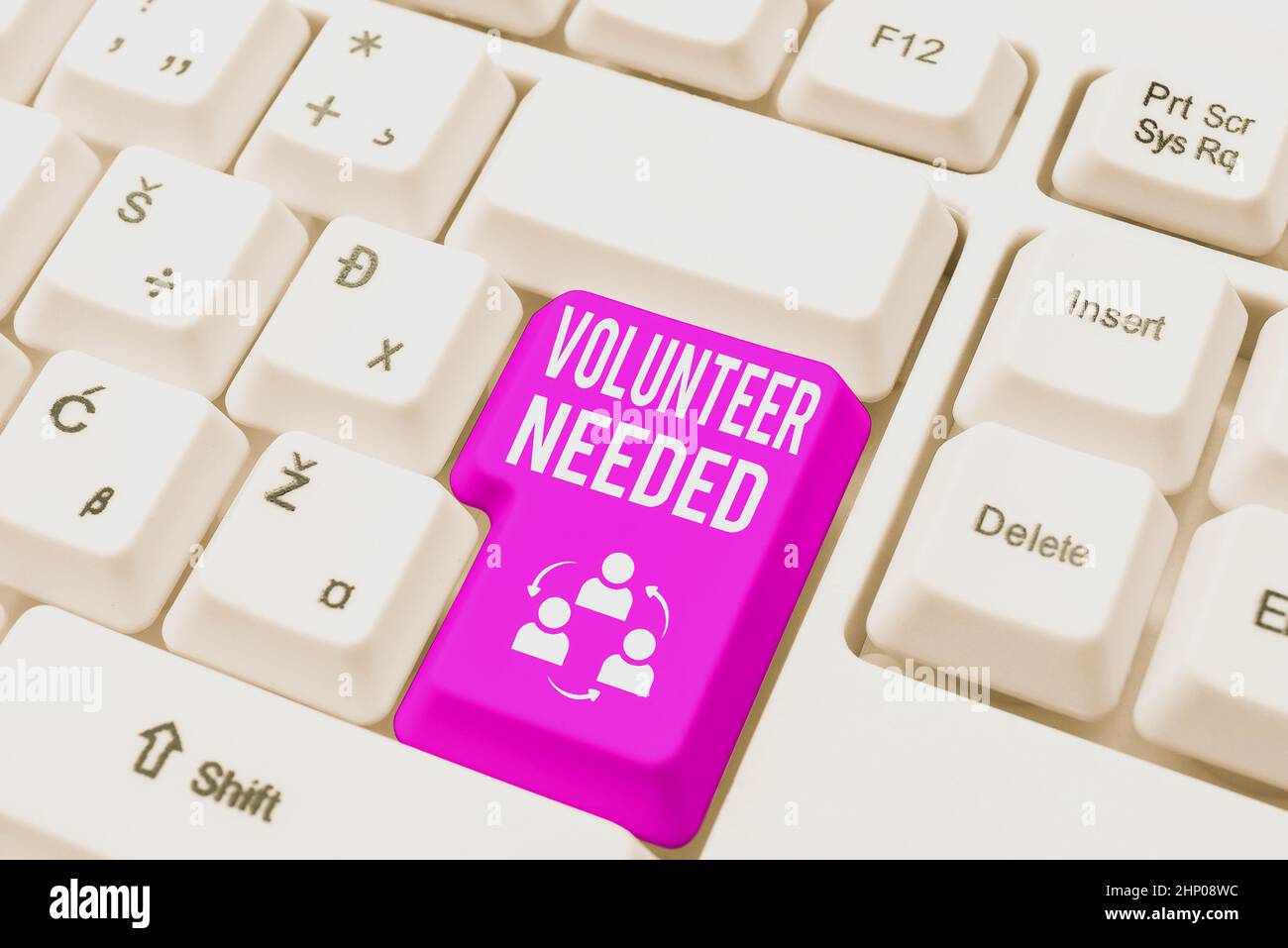Segno di testo che mostra Volontario necessario, Conceptual foto che chiede a persona di lavorare per l'organizzazione senza essere pagato creando nuovo Online Shop Business, Typi Foto Stock