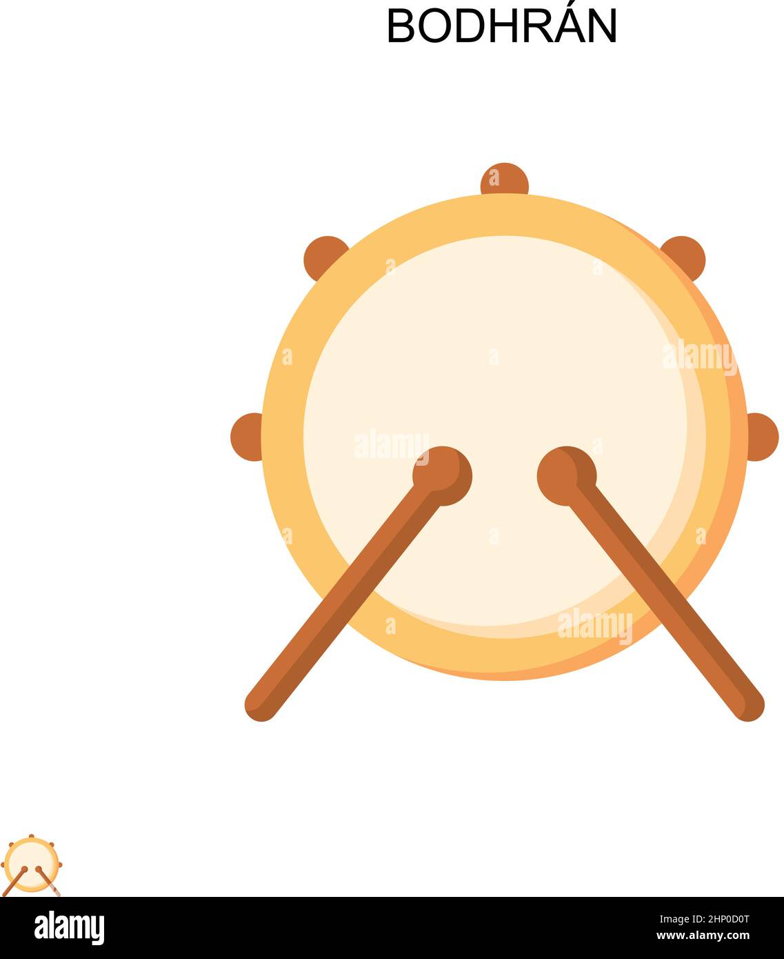 bodhrán semplice icona vettoriale. Modello di disegno del simbolo di illustrazione per l'elemento dell'interfaccia utente mobile Web. Illustrazione Vettoriale