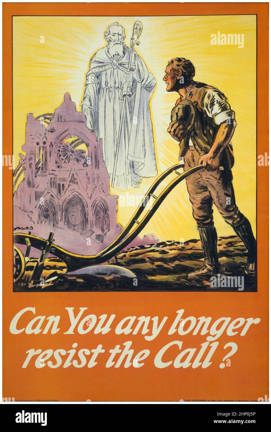 Un poster di reclutamento irlandese del 20th secolo per unirsi all'esercito britannico nella prima guerra mondiale del 1914-1918 Foto Stock