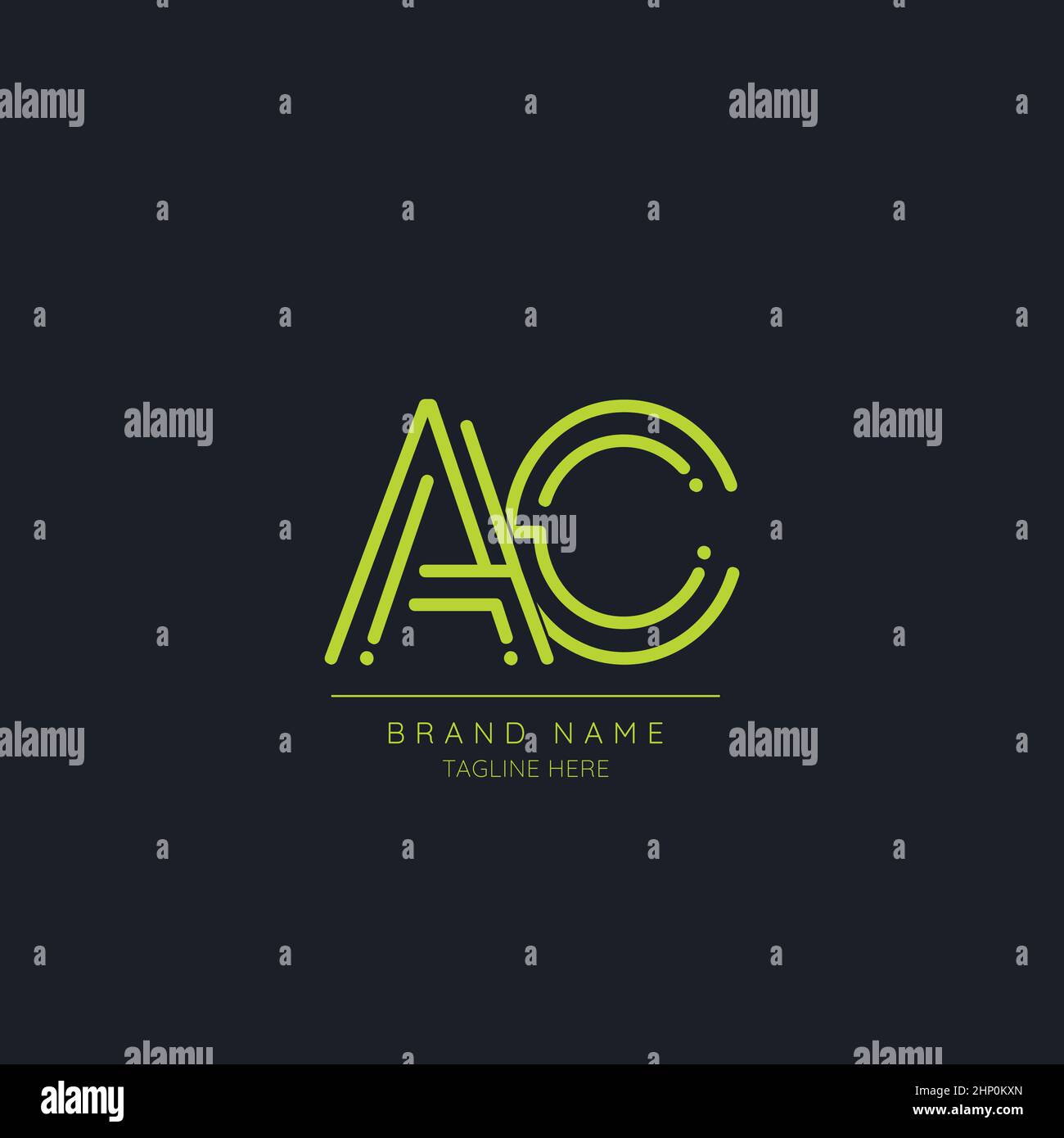 Lettera alfabetica iniziale minima icona del logo AC Illustrazione Vettoriale