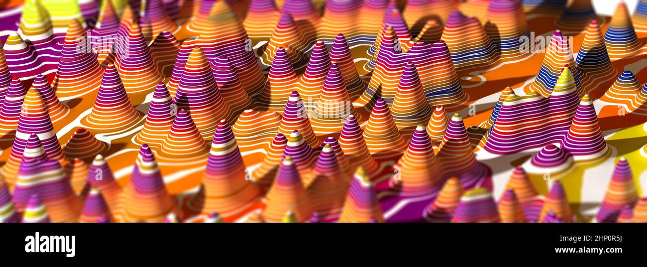 Linee colorate e forme astratte. Astratto backgroud.3D illustrazione. Foto Stock