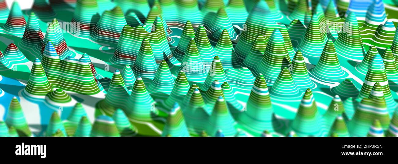 Linee colorate e forme astratte. Astratto backgroud.3D illustrazione. Foto Stock