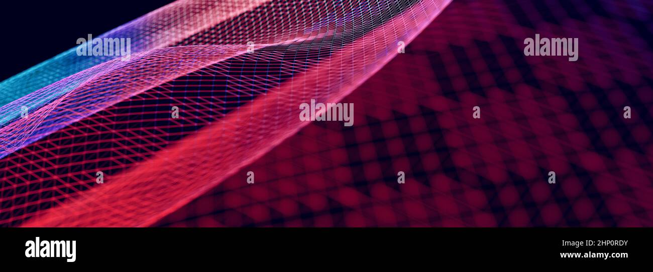 Sfondo astratto dell'onda della tecnologia e della scienza. Foto Stock