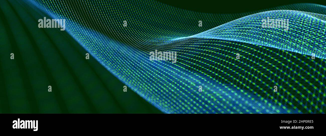 Sfondo astratto dell'onda della tecnologia e della scienza. Foto Stock