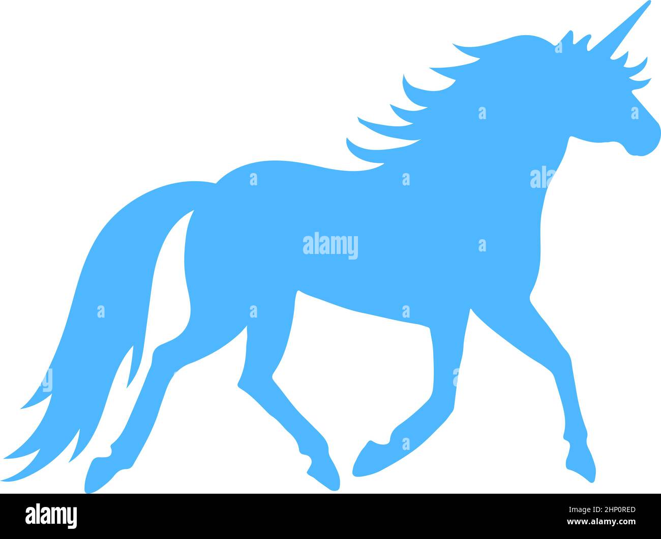Profilo unicorno blu. Icona del cavallo magico. Simbolo fiaba Illustrazione Vettoriale