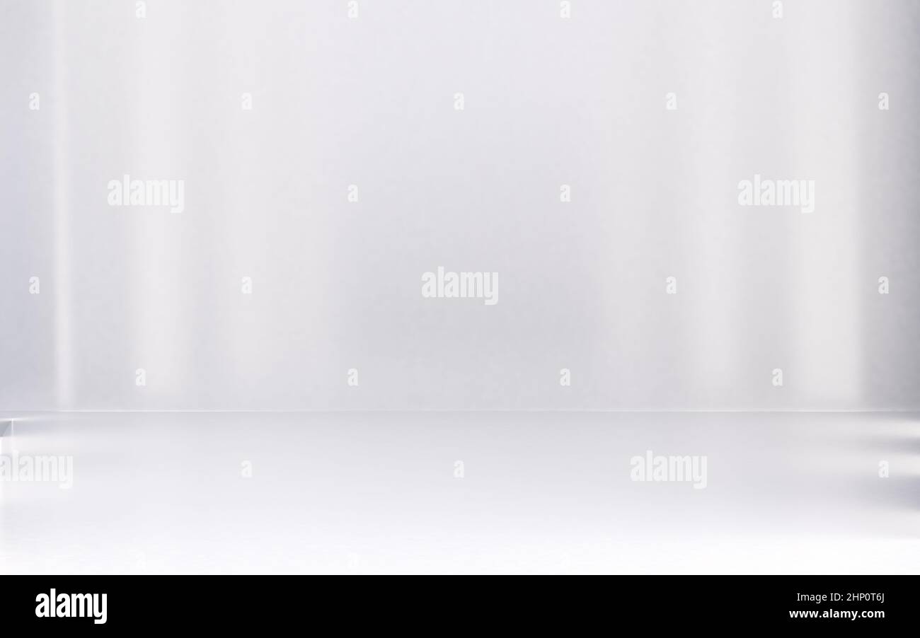 Sfuocatura bianca sfondo e luci interne astratte della stanza.3D illustrazione.spazio vuoto parete sfumata morbida per il disegno grafico sfondo o aggiungere testo. Foto Stock