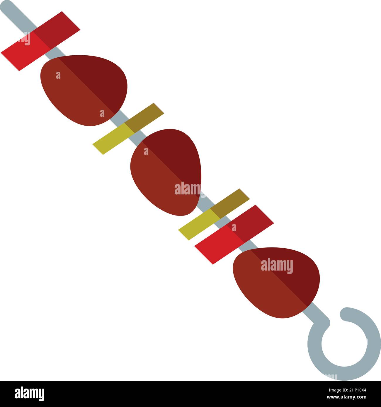 Carne alla griglia sul bastone. Piatto di kebab BBQ. Manzo arrosto Illustrazione Vettoriale