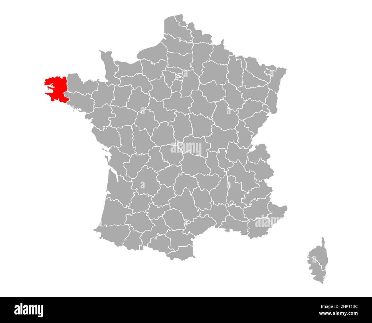 Finistere sulla mappa di Francia Foto Stock