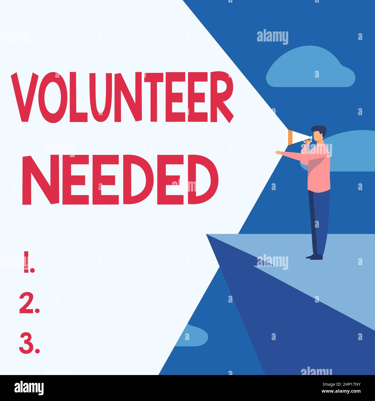 Ispirazione mostrando segno Volontario bisogno, foto concettuale chiedendo persona a lavorare per l'organizzazione senza essere pagato imprenditore disegno in piedi Foto Stock