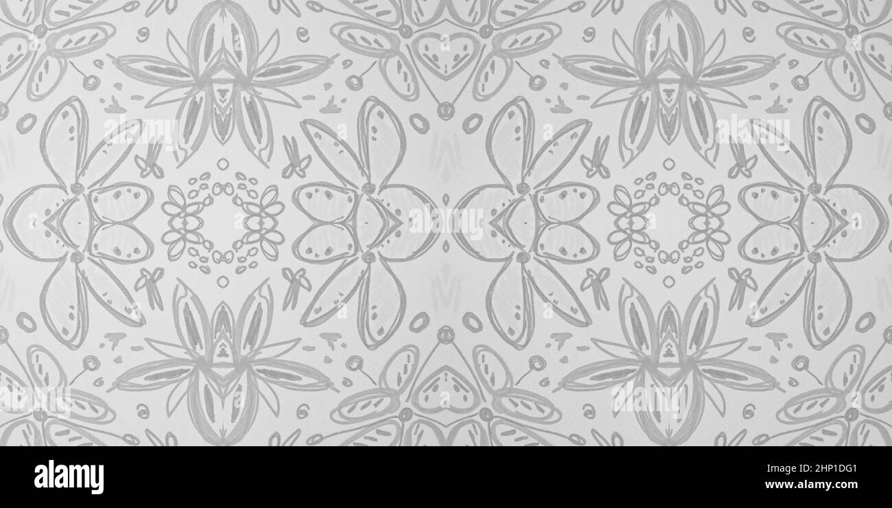 Fiori folk design. Ornamento etnico senza giunture. Stampa bohémien disegnata a mano. Foto Stock