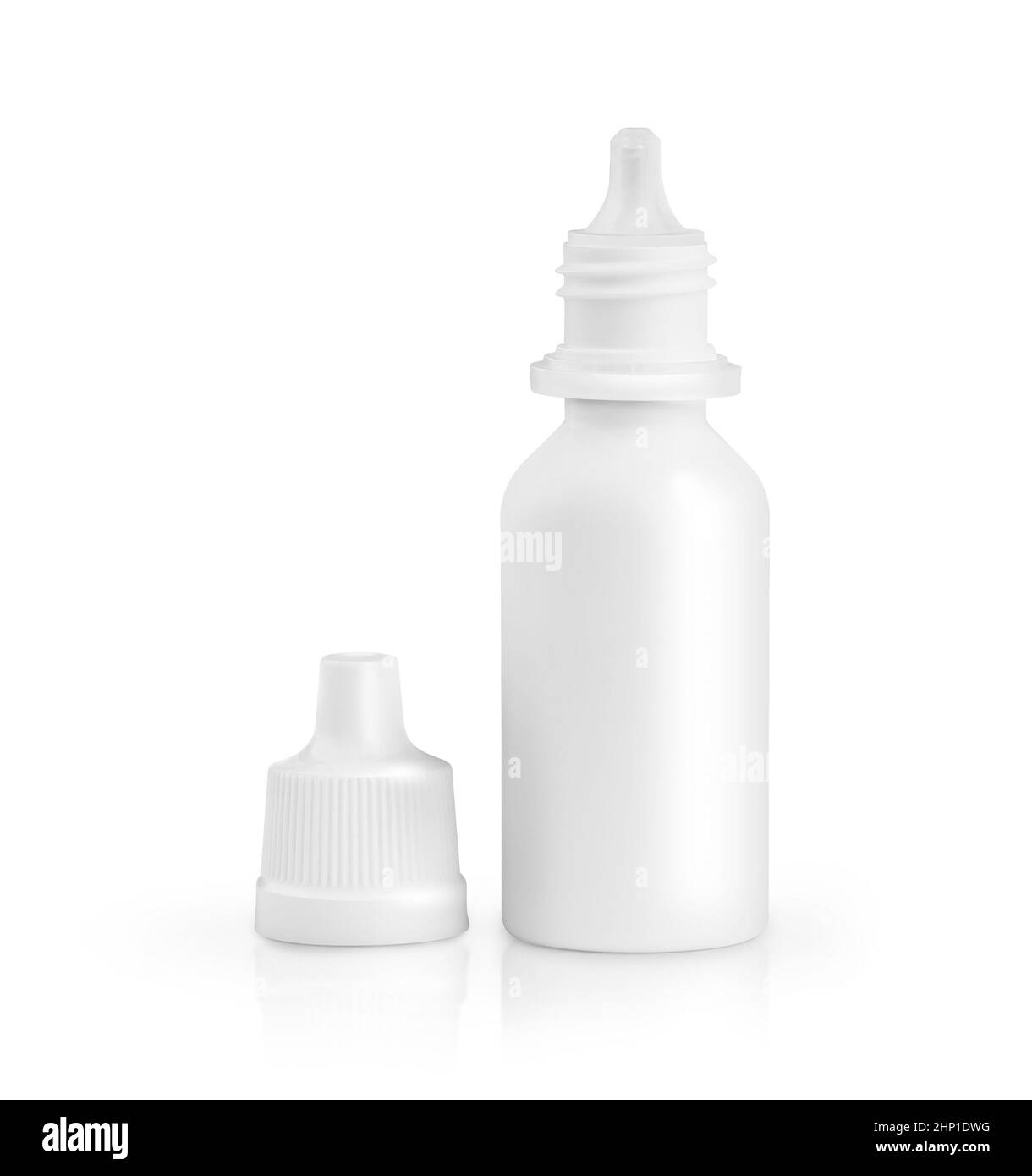 Aprire il collirio del contenitore di plastica. Apparecchiature mediche. Con tracciato di ritaglio Foto Stock