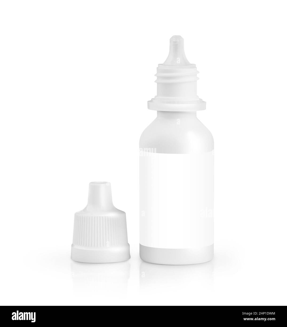 Aprire il collirio del contenitore di plastica. Apparecchiature mediche. Con tracciato di ritaglio Foto Stock