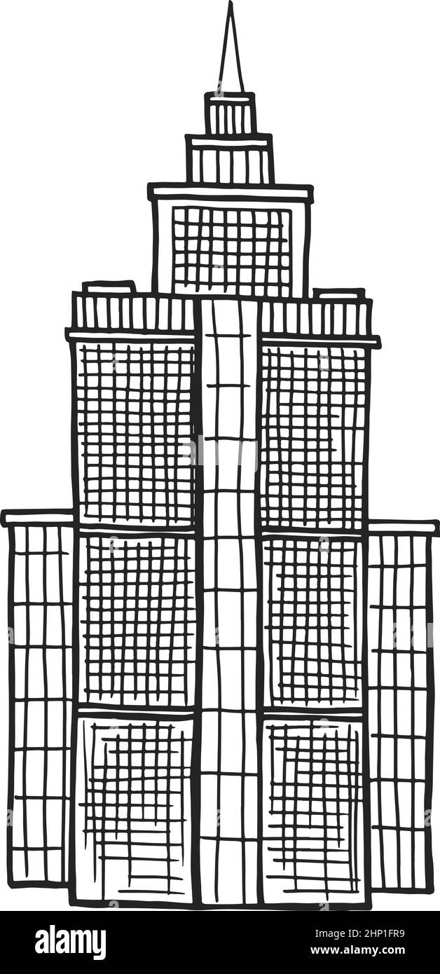 Alto edificio. Architettura urbana. Centro affari in centro Illustrazione Vettoriale