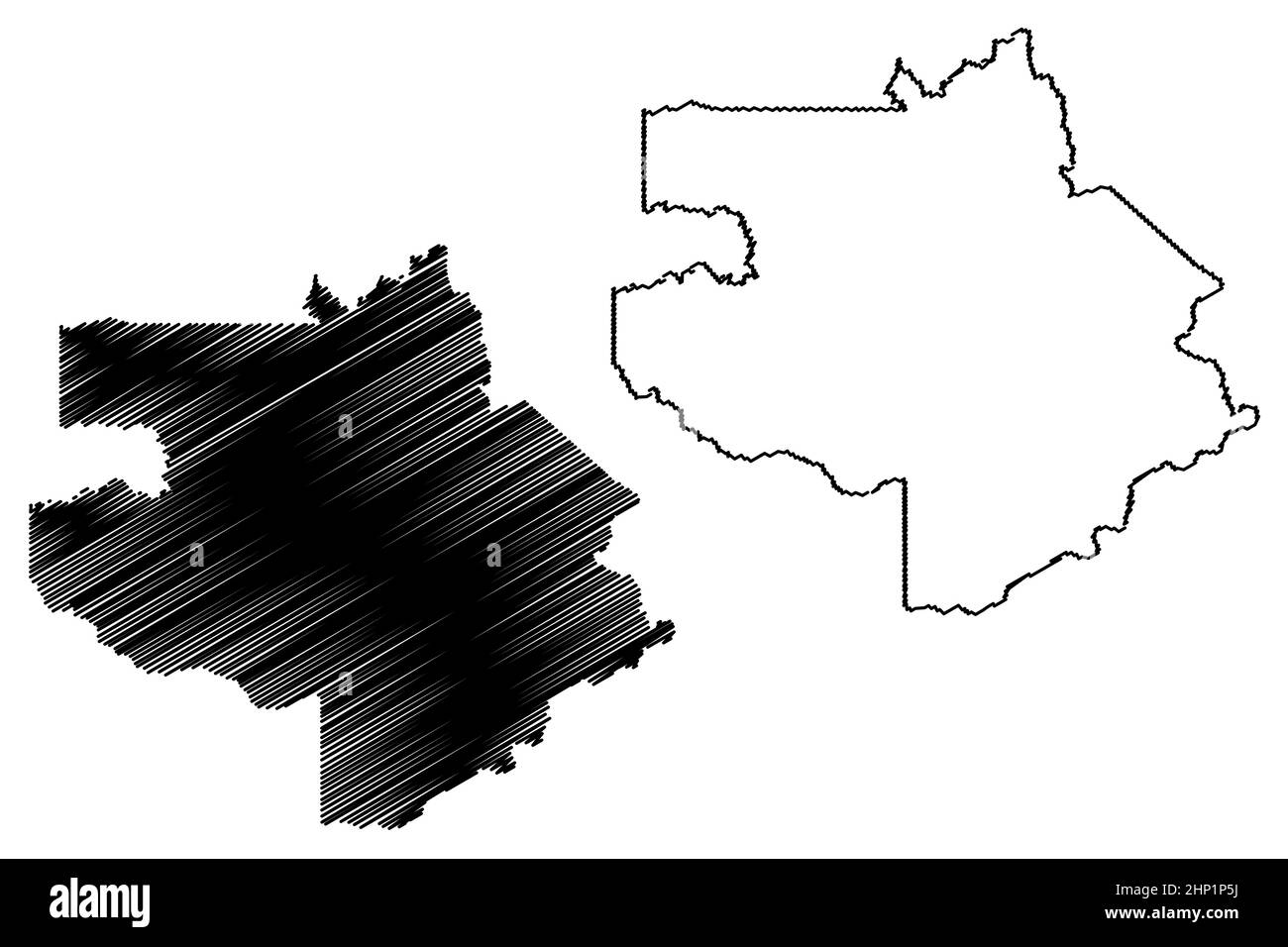 Comune di Sao Gabriel da Cachoeira (Stato Amazonas, Comuni del Brasile, Repubblica Federativa del Brasile) illustrazione vettoriale mappa, Scribble sket Illustrazione Vettoriale