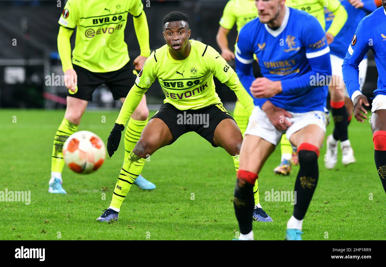 UEFA Europe League, Signal Iduna Park, Borussia Dortmund vs Glasgow Rangers; Youssoufa Moukoko Foto Stock