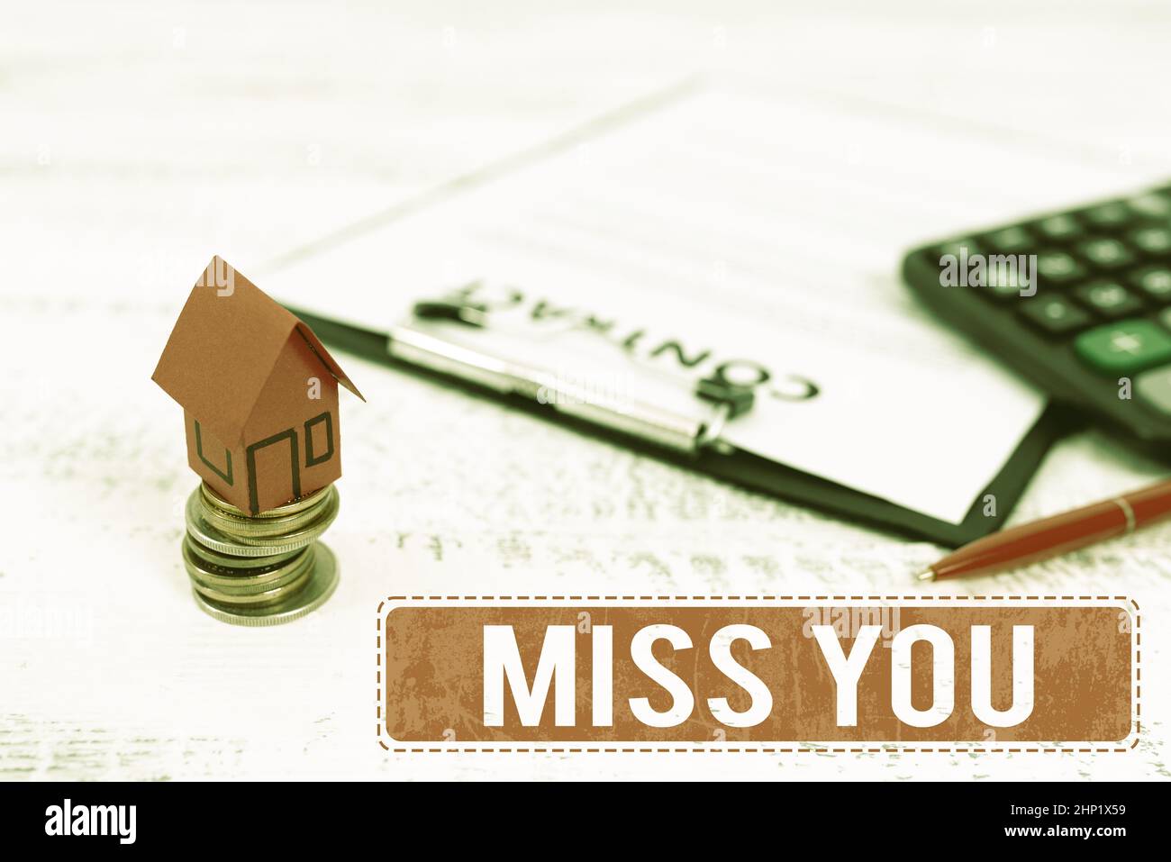 Didascalia concettuale Miss You, Business Overview Feeling Sad perché non siete qui più messaggio amorevole Vendere Proprietà di terra, investire su nuovo Pr Foto Stock