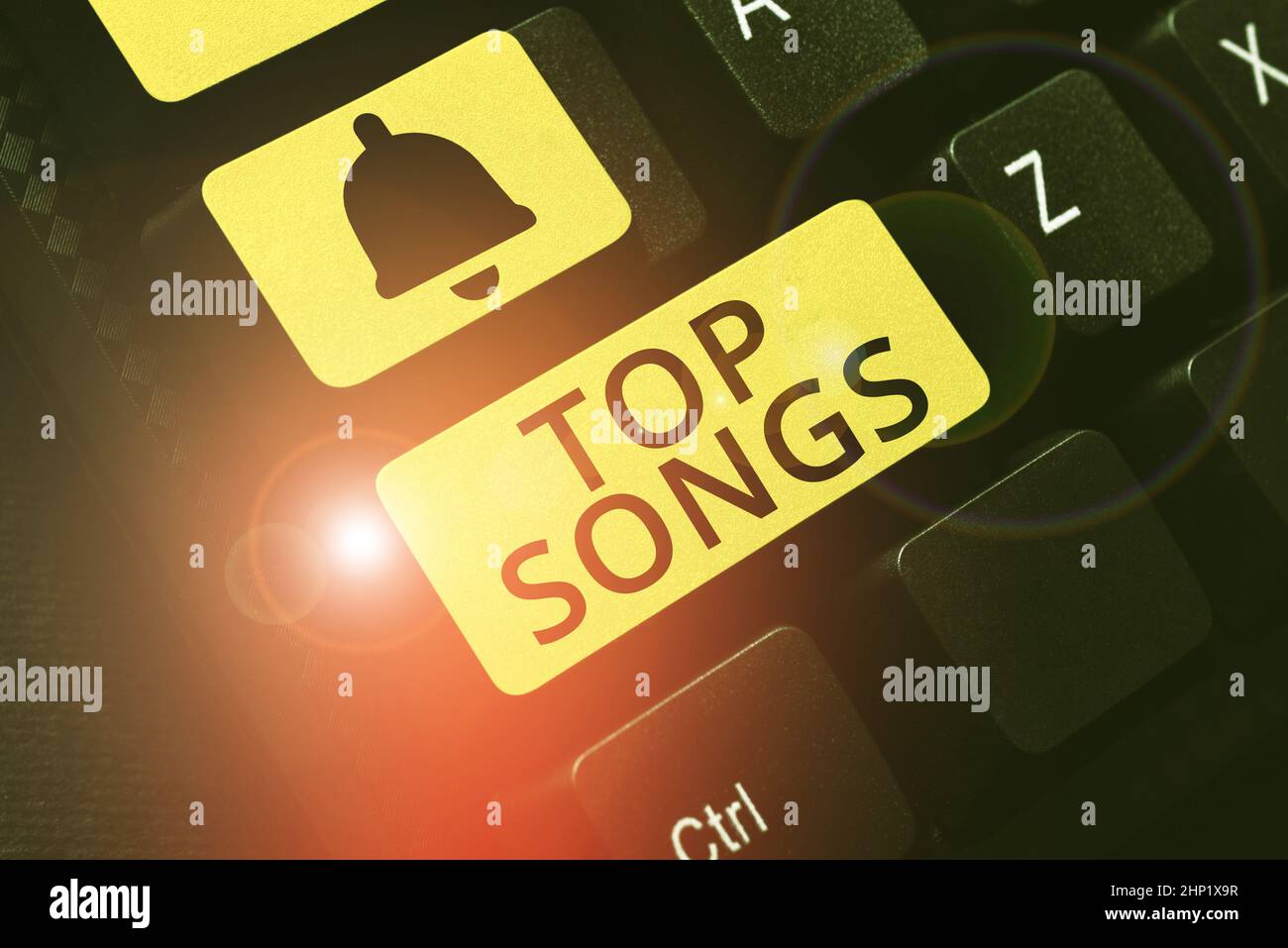 Segno di testo che mostra Top Songs, Business Showcase canzone registrata che diventa ampiamente popolare o ben noto Abstract creazione di trascrizione Online Jobs, Ty Foto Stock