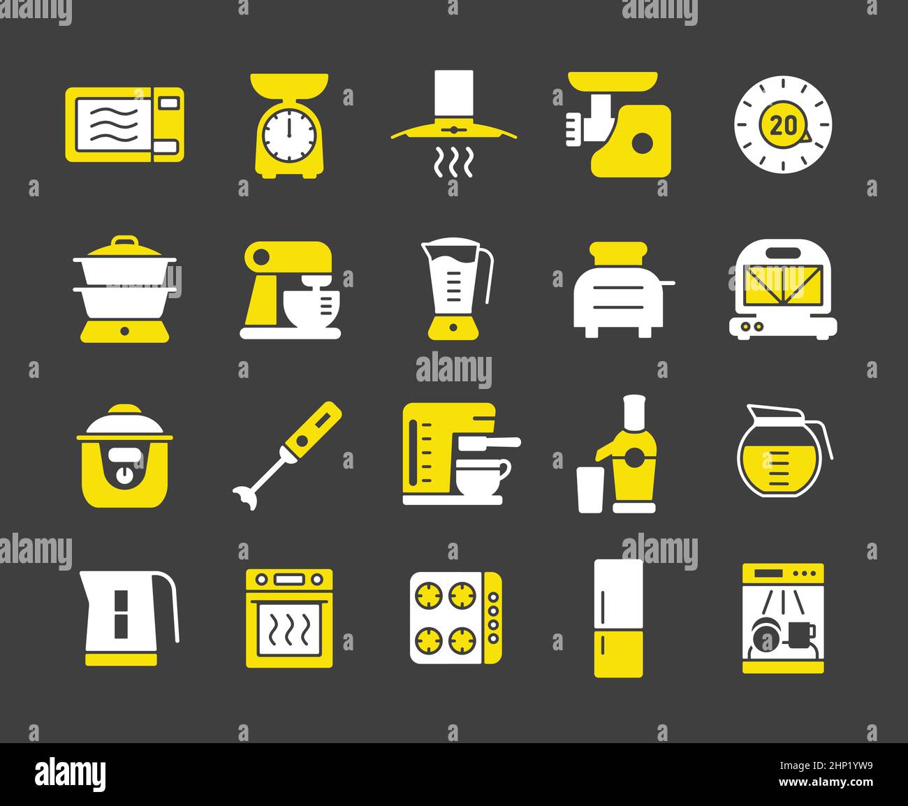 Set di icone per elettrodomestici da cucina Illustrazione Vettoriale