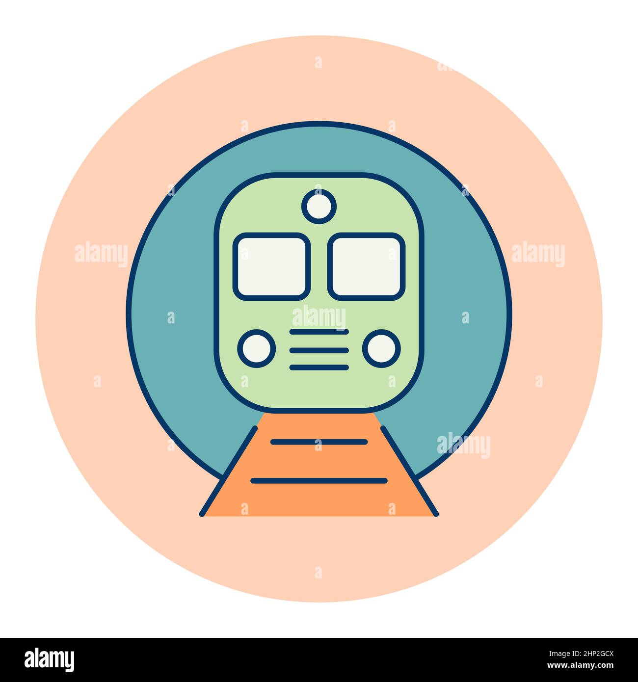 Metropolitana metropolitana metro treno vettore icona. Simbolo grafico per sito web di viaggi e turismo e design di app, logo, app, UI Foto Stock