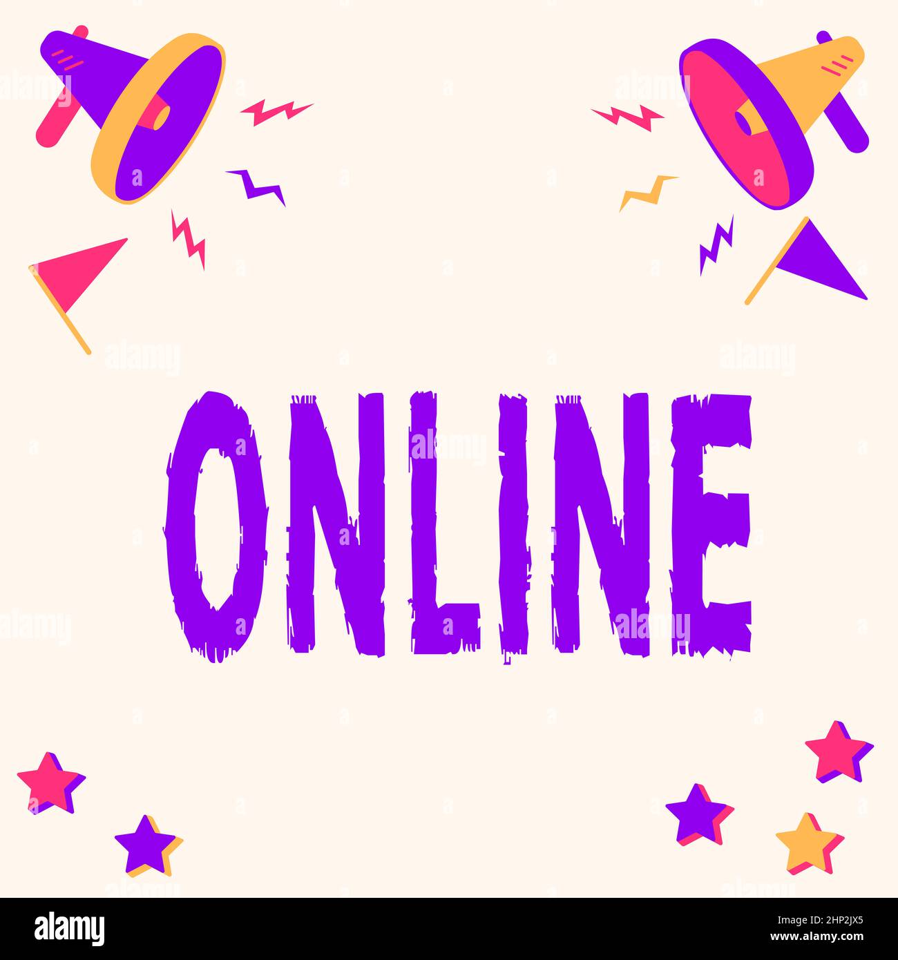 Ispirazione mostrando segno Online, Business mostra il computer o dispositivo collegato a una rete e pronto per l'uso coppia di Megaphone disegno produrre Foto Stock