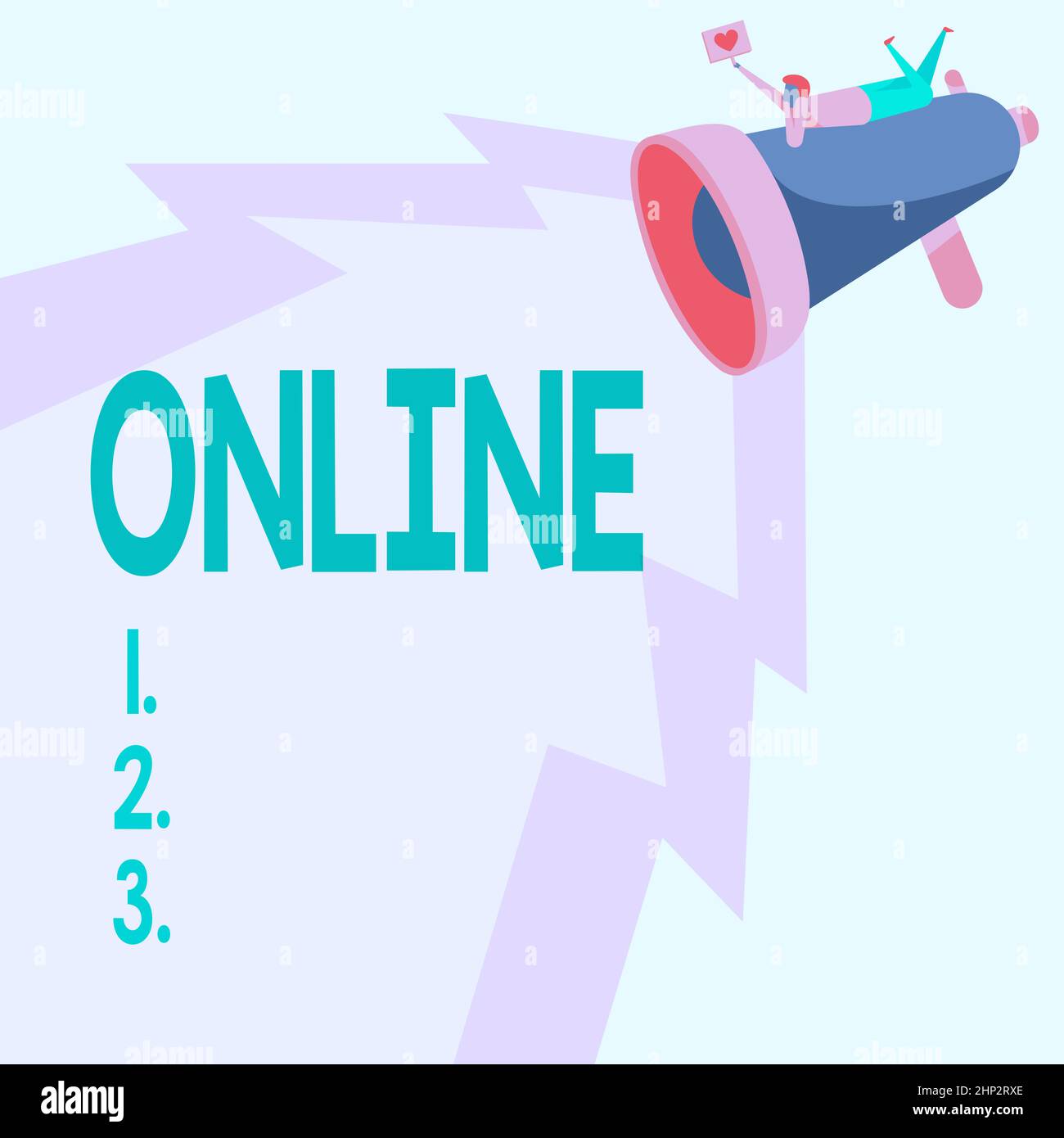 Visualizzazione dei segni in linea, parola scritta sul computer o dispositivo collegato a una rete e pronto per l'uso Man Drawing su Megaphone produzione Mak illuminazione Foto Stock