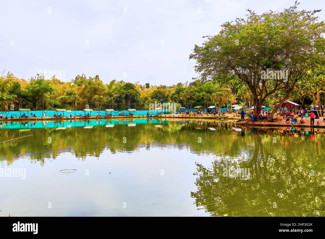 lago artificiale per la pesca sportiva Foto Stock