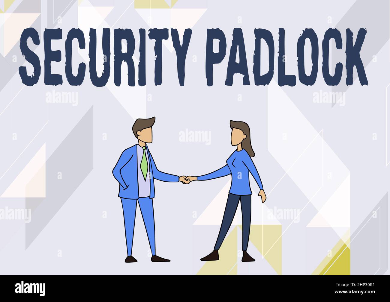 Testo che mostra l'ispirazione lucchetto di sicurezza, corpo in acciaio temprato fotografico Conceptual e doppio arco di bloccaggio di un'altra facciata in piedi uomo e donna Foto Stock