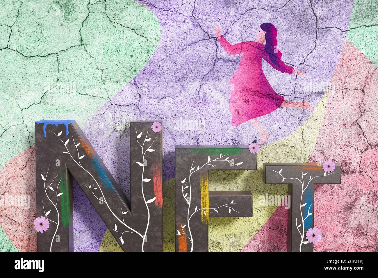 Token non Fungibile NFT. Cyrpto art concept Foto Stock