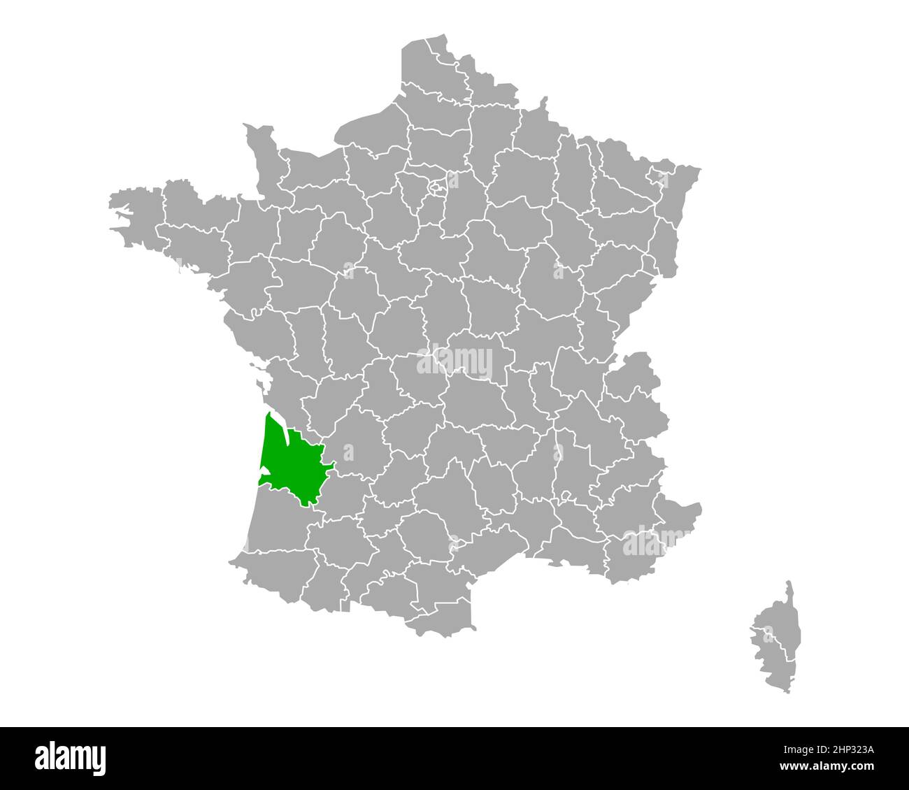 Gironda sulla mappa di Francia Foto Stock