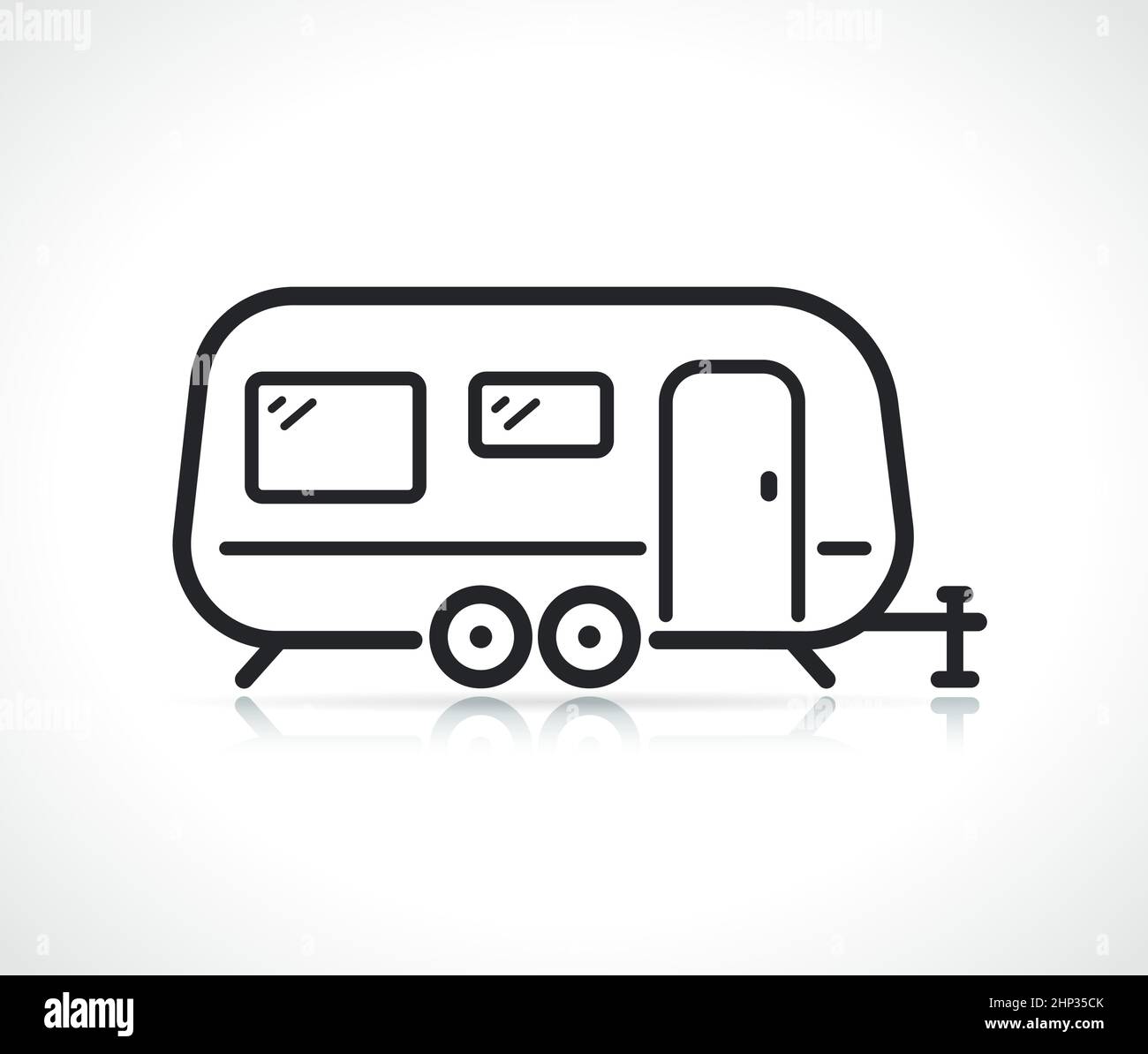 icona linea sottile caravan rimorchio Illustrazione Vettoriale