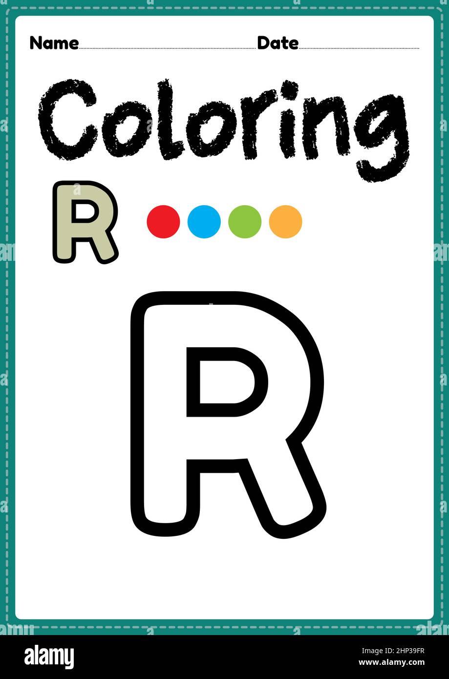 Lettera r alfabeto coloring page per bambini preschool, asilo e ...