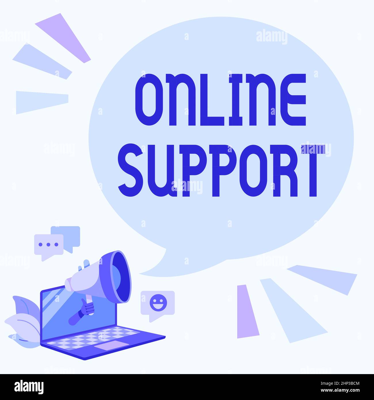 Segno di testo che mostra il supporto in linea, gamma concettuale della foto dei servizi che aiutano nella risoluzione del compratore s è problema disegno del laptop che si ripartono i commenti e. Foto Stock