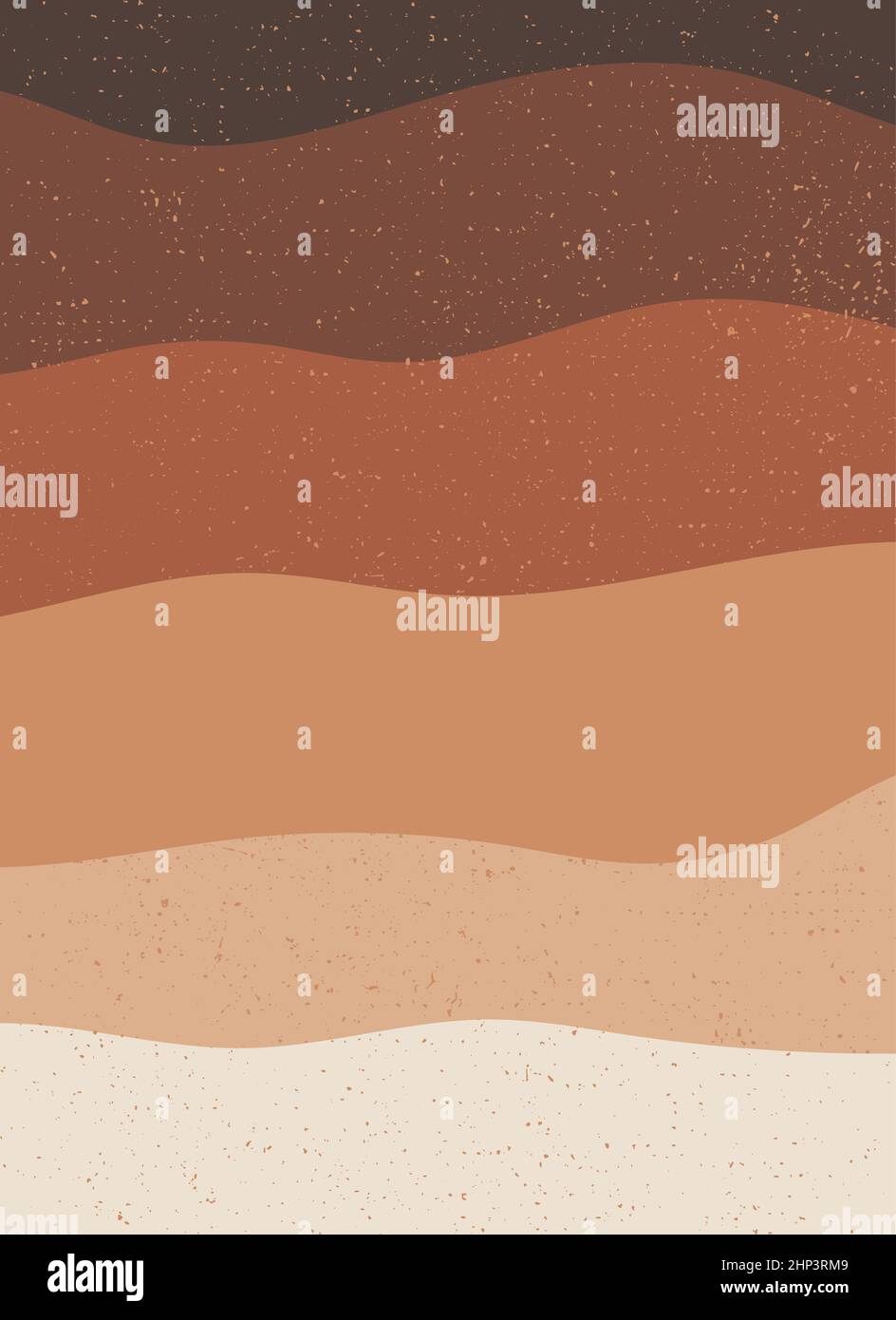 Poster astratto retrò da parete. Colori naturali neutri. Design moderno di metà secolo. Illustrazione Vettoriale