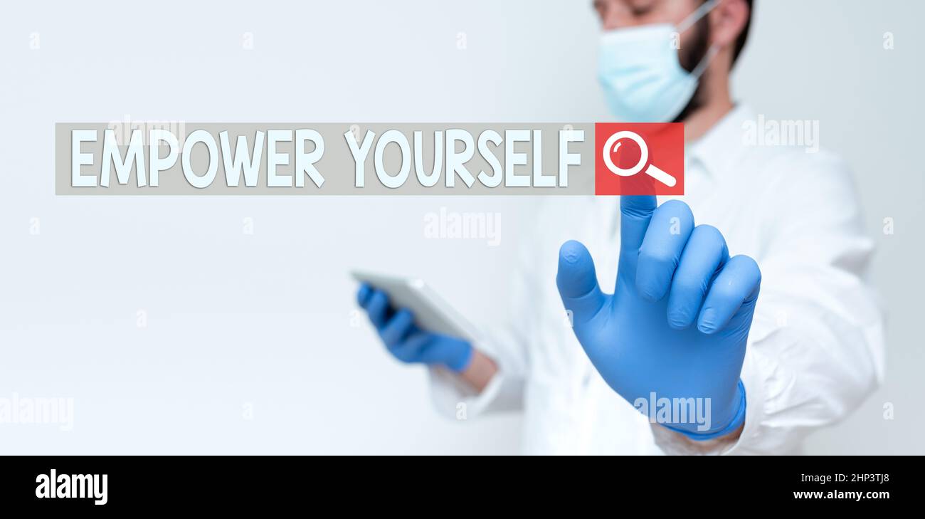Visualizzazione concettuale Empower yourself, Business showcase prendere il controllo della vita impostazione obiettivi scelte positive Dottore spiegare Medical Terms, Scientis Foto Stock