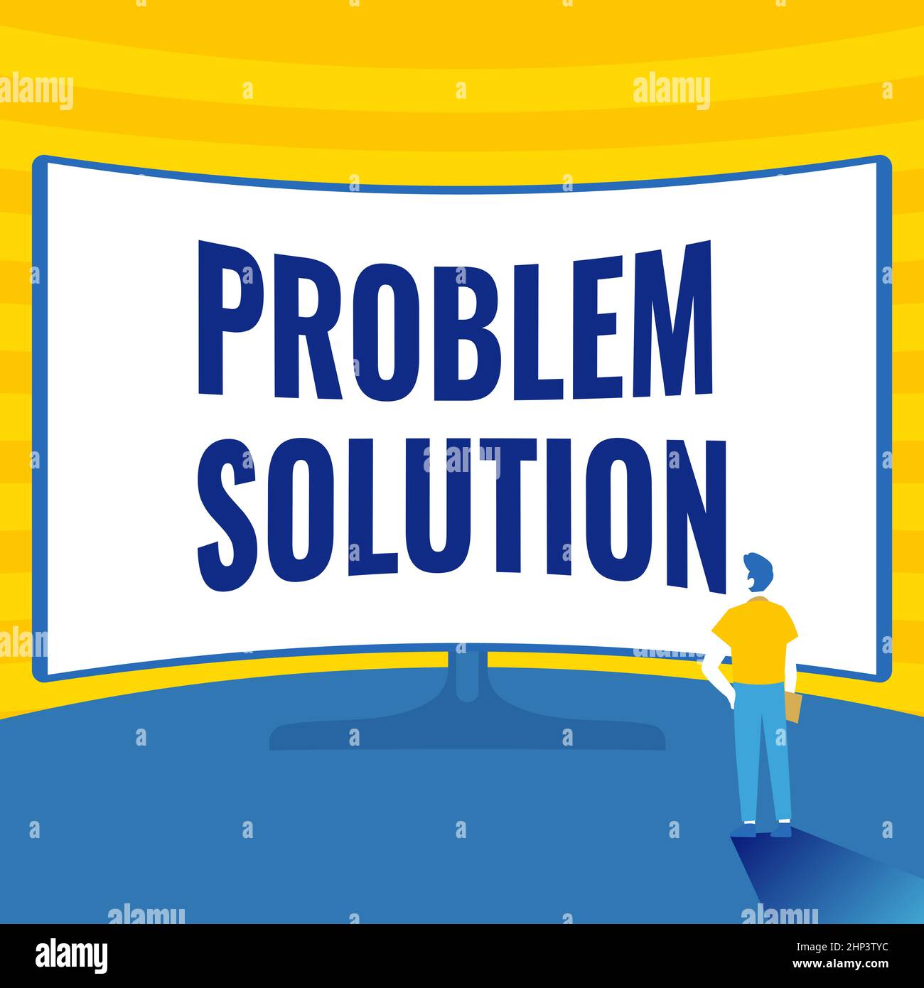 Ispirazione che mostra la soluzione del problema di segno, la soluzione di panoramica di affari consiste nell'uso dei metodi generici in modo ordinato Man Standing Illustration sta Foto Stock